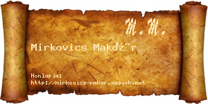 Mirkovics Makár névjegykártya